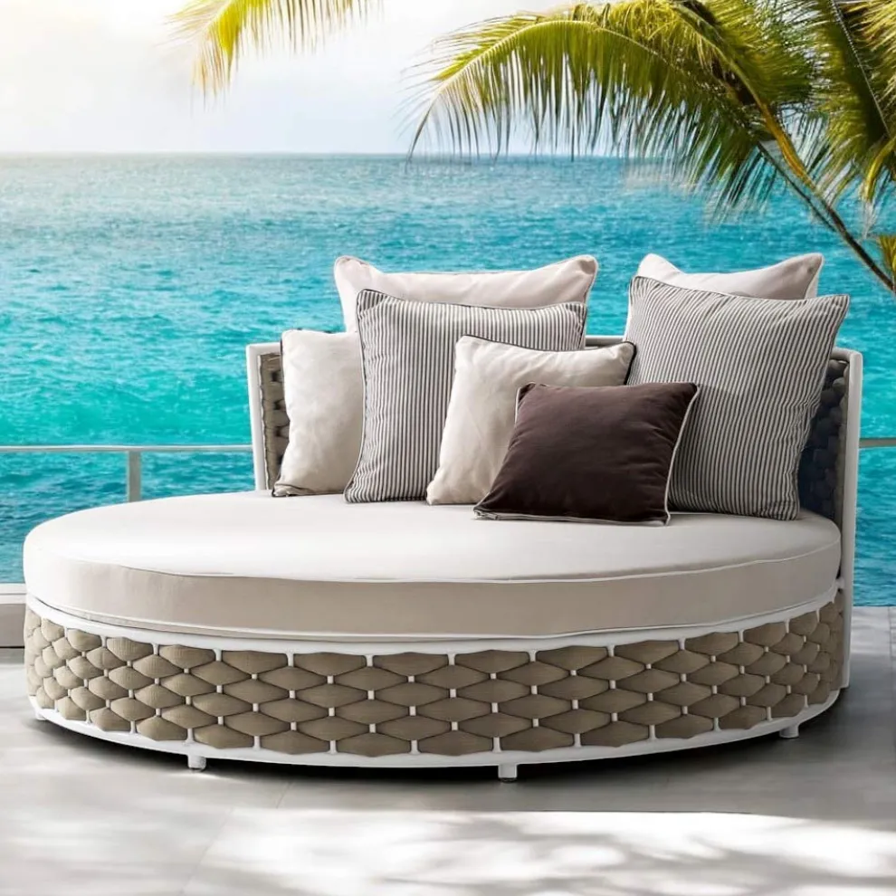 Outdoor-Tagesbett aus Aluminium und handgewebtem Stoff - Reda