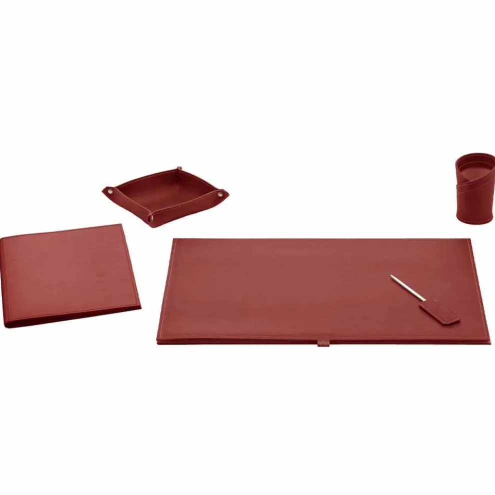 Bürozubehör für Schreibtisch aus gebundenem Leder, 5 Stück - Aristoteles