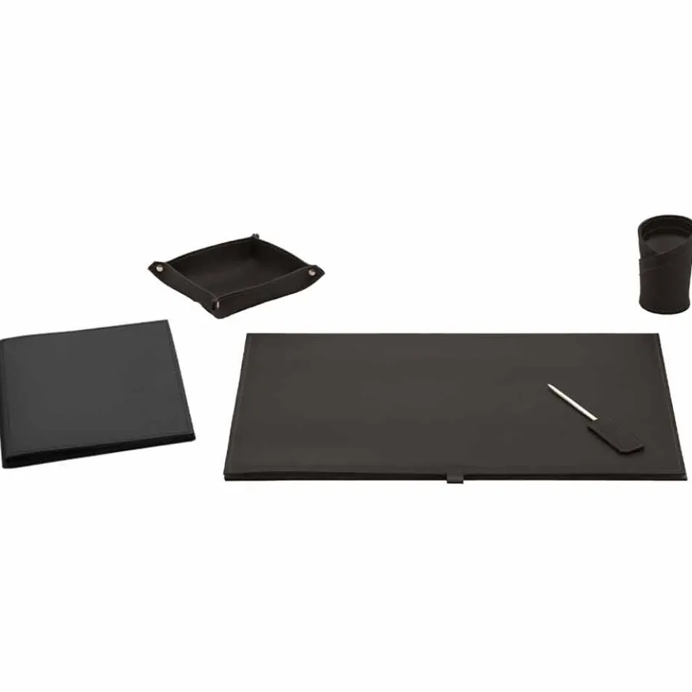 Bürozubehör für Schreibtisch aus gebundenem Leder, 5 Stück - Aristoteles