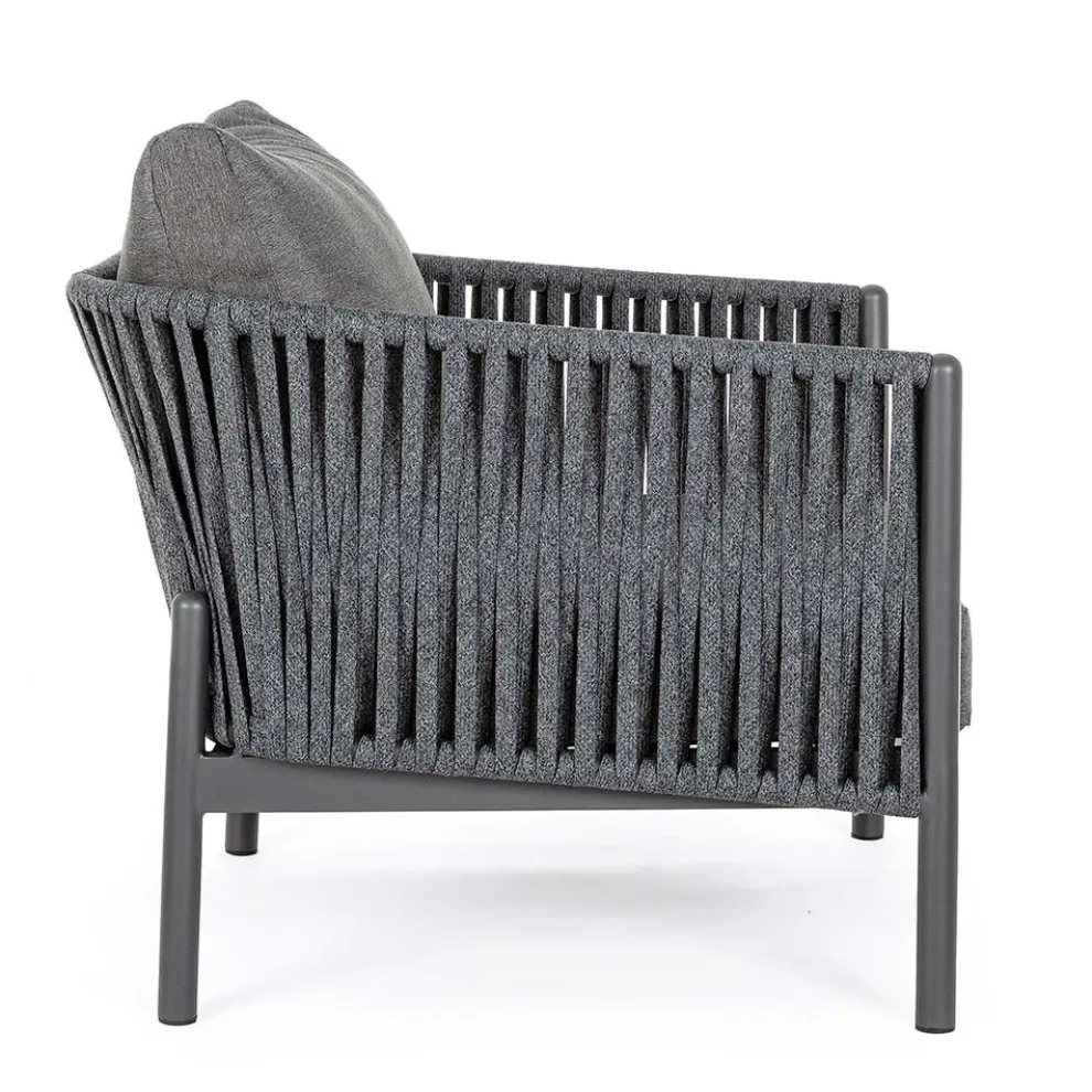 Outdoor-Sessel aus Aluminium, Seil und Anthrazit, Homemotion - Shama