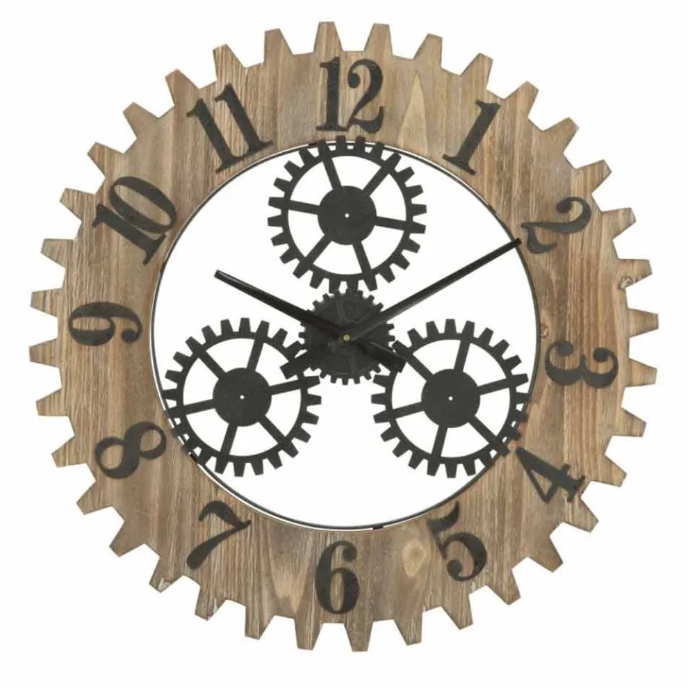 Runde Wanduhr im modernen Design aus Eisen und MDF - Gitta