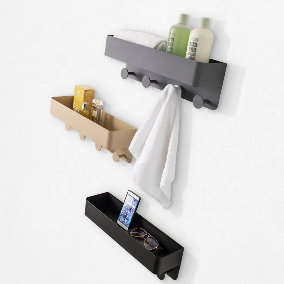 Zusammensetzung von 2 Objektregalen mit Handtuchhalter -Lou