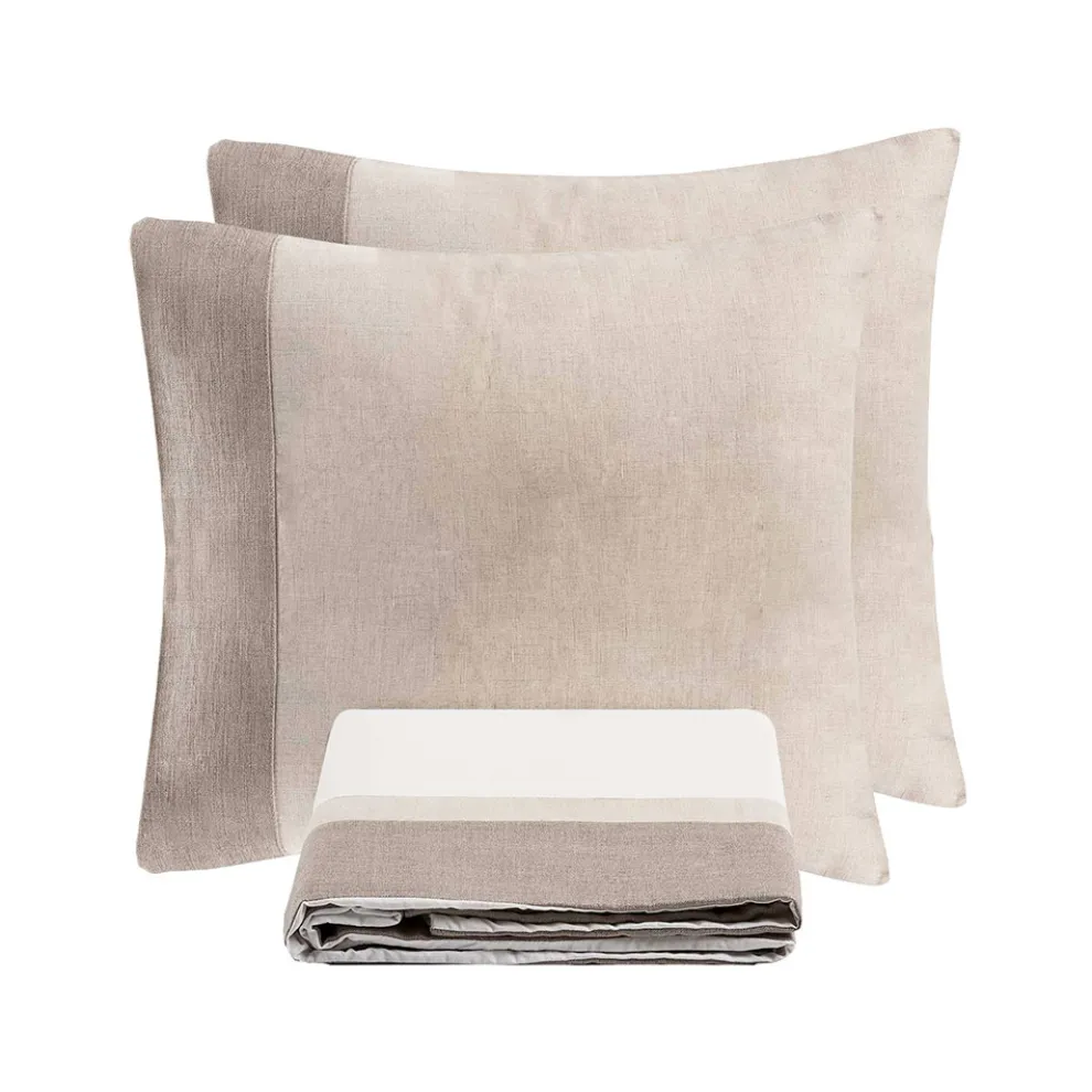 Bettbezug-Set aus 90 % Baumwolle und 10 % Leinen mit 2 Kissenbezügen Made in Italy - Nestle