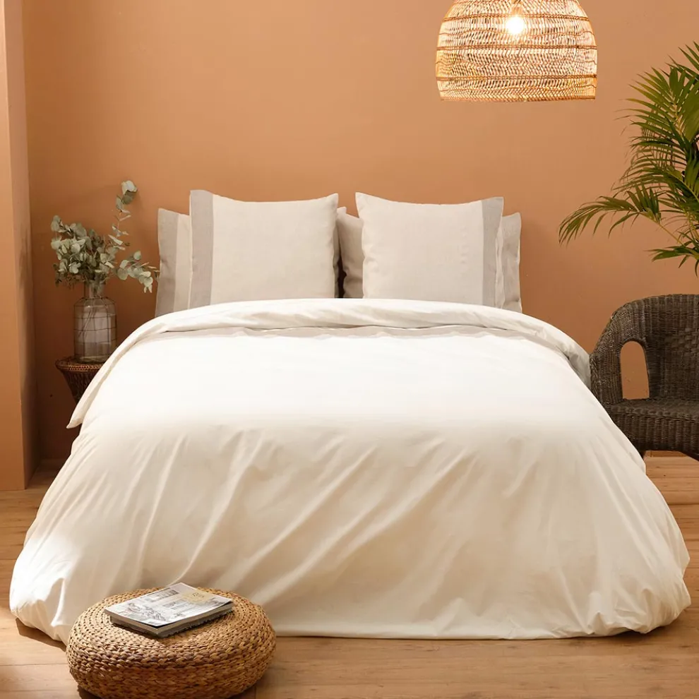 Bettbezug-Set aus 90 % Baumwolle und 10 % Leinen mit 2 Kissenbezügen Made in Italy - Nestle