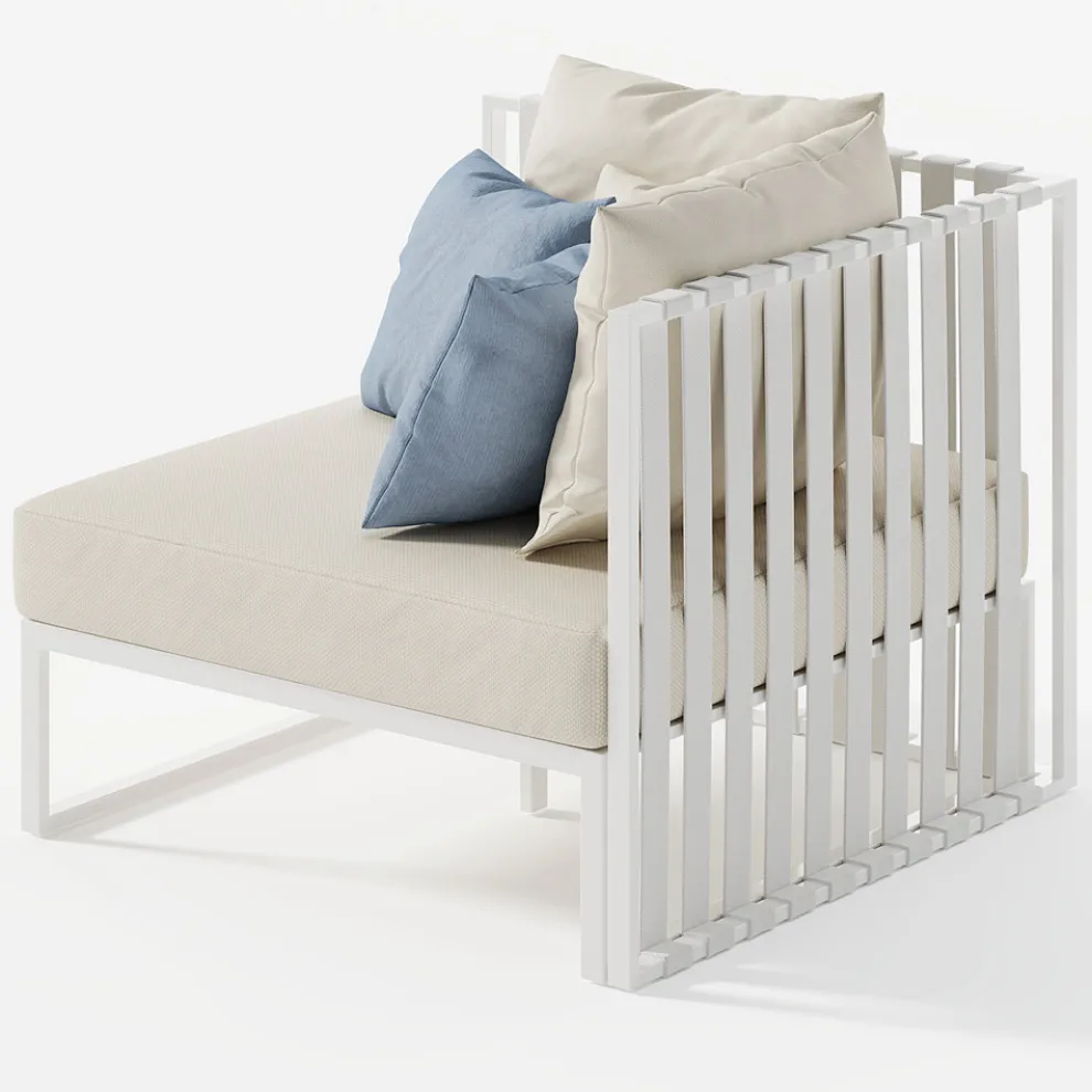 Außensessel mit rechter Ecke aus Aluminium und Gurten Made in Italy - Juliediv