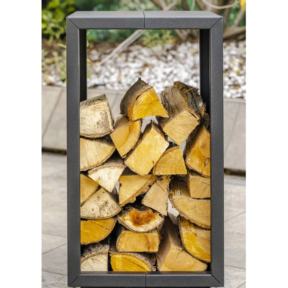 Holzhalter im Außen- oder Innendesign, schwarz oder Corten 45x45xH70 cm - Riviera