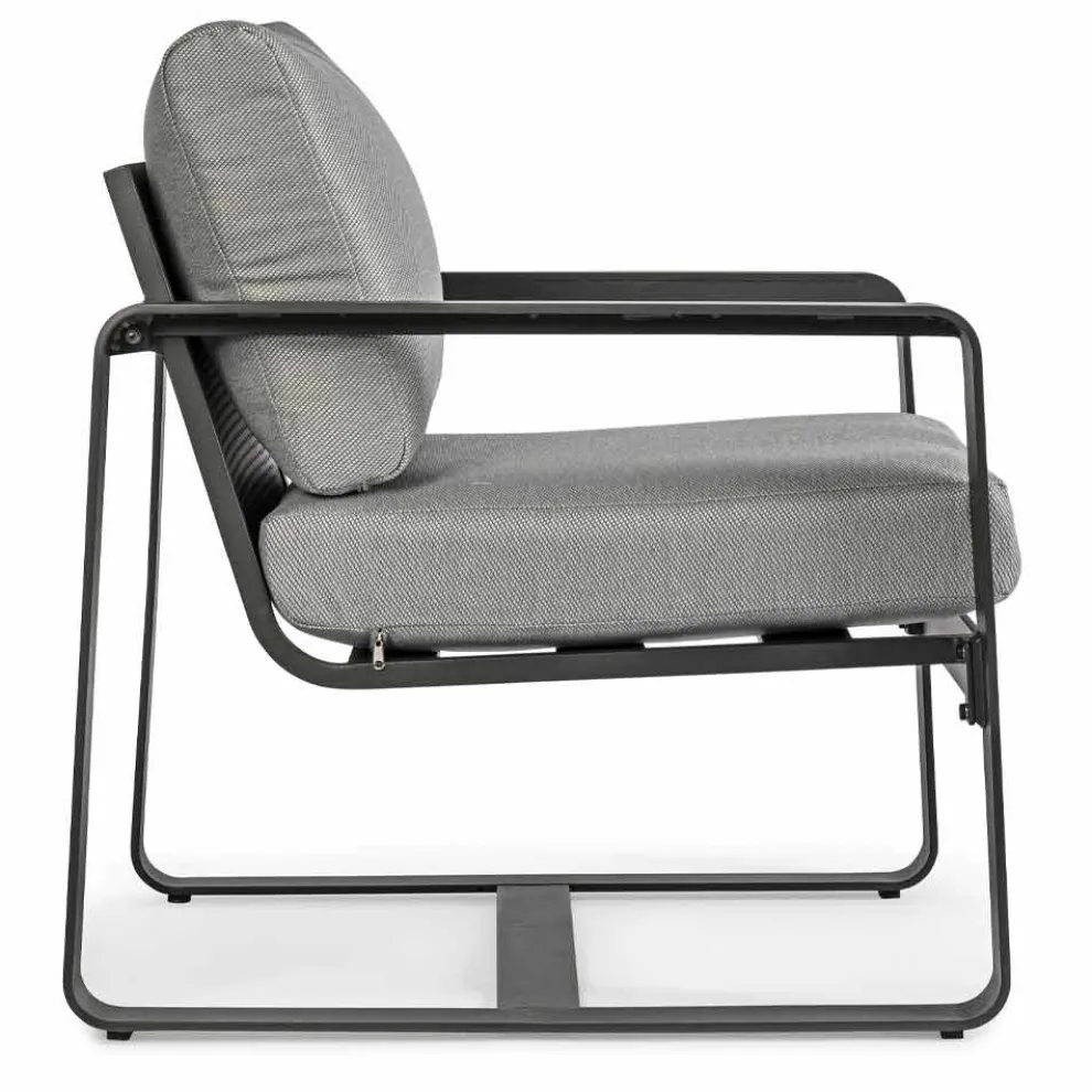 Outdoor-Sessel aus Stoff und Aluminium Anthrazit, 2 Stück - Deria