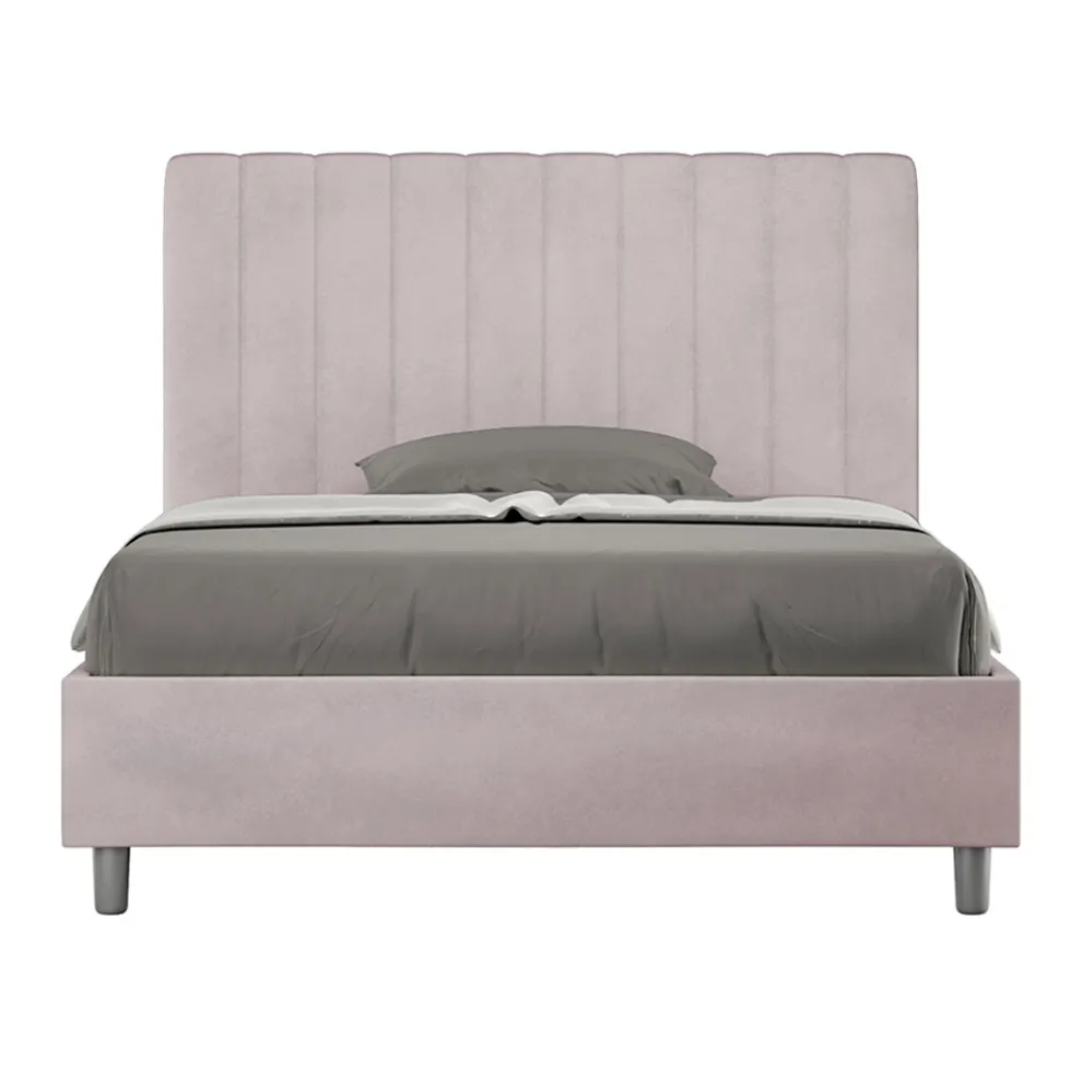 Bett 140x200 cm Mikrofaser mit symmetrischen vertikalen Linien Made in Italy - Glove