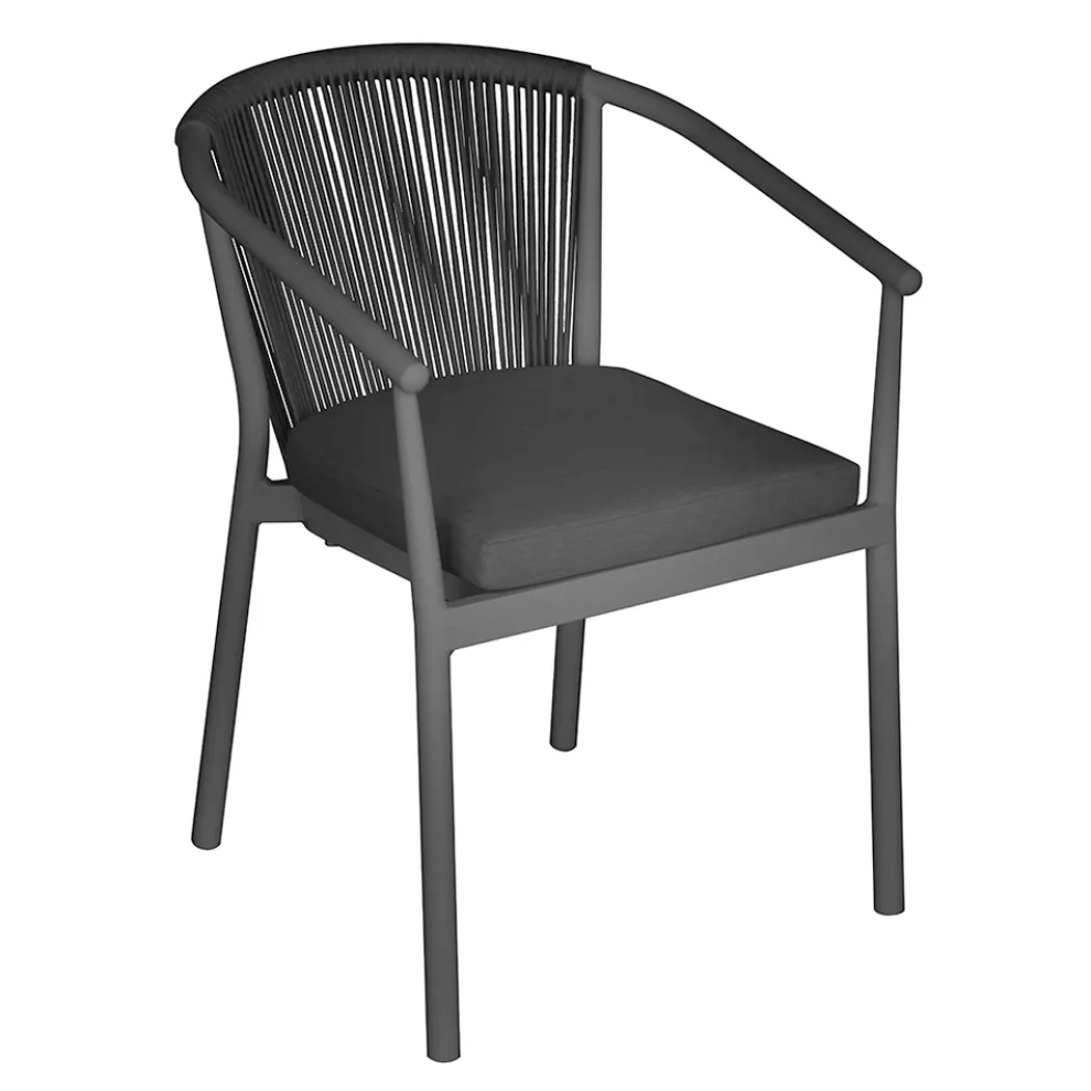 Stapelbarer Stuhl mit Aluminiumsitz mit Kissen und Seilrücken - Aria