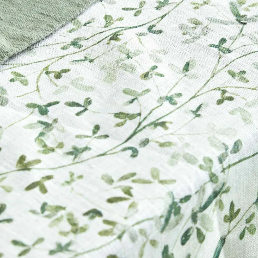 Bedruckte Leinentischdecke mit zarter Pflanzenfantasie Made in Italy - Samt