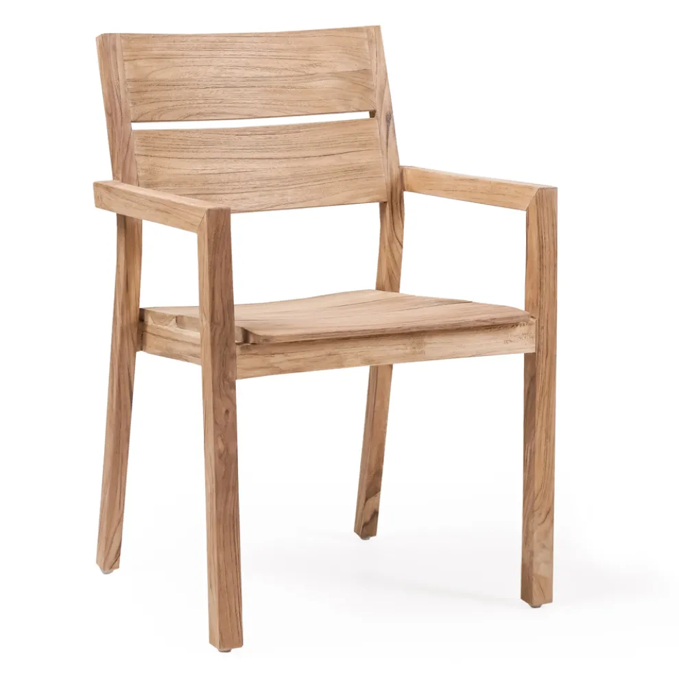 Outdoor-Stuhl mit Armlehnen aus Teakholz - Marie