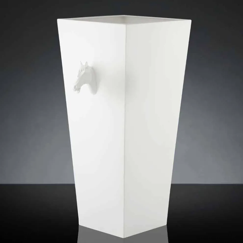 Hohe Indoor-Vase aus weißer Keramik, handgefertigt in Italien - Jacky