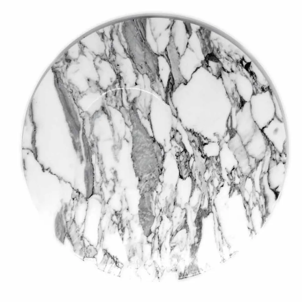 Runder Servierteller aus weißem Carrara-Marmor Made in Italy - Kamil
