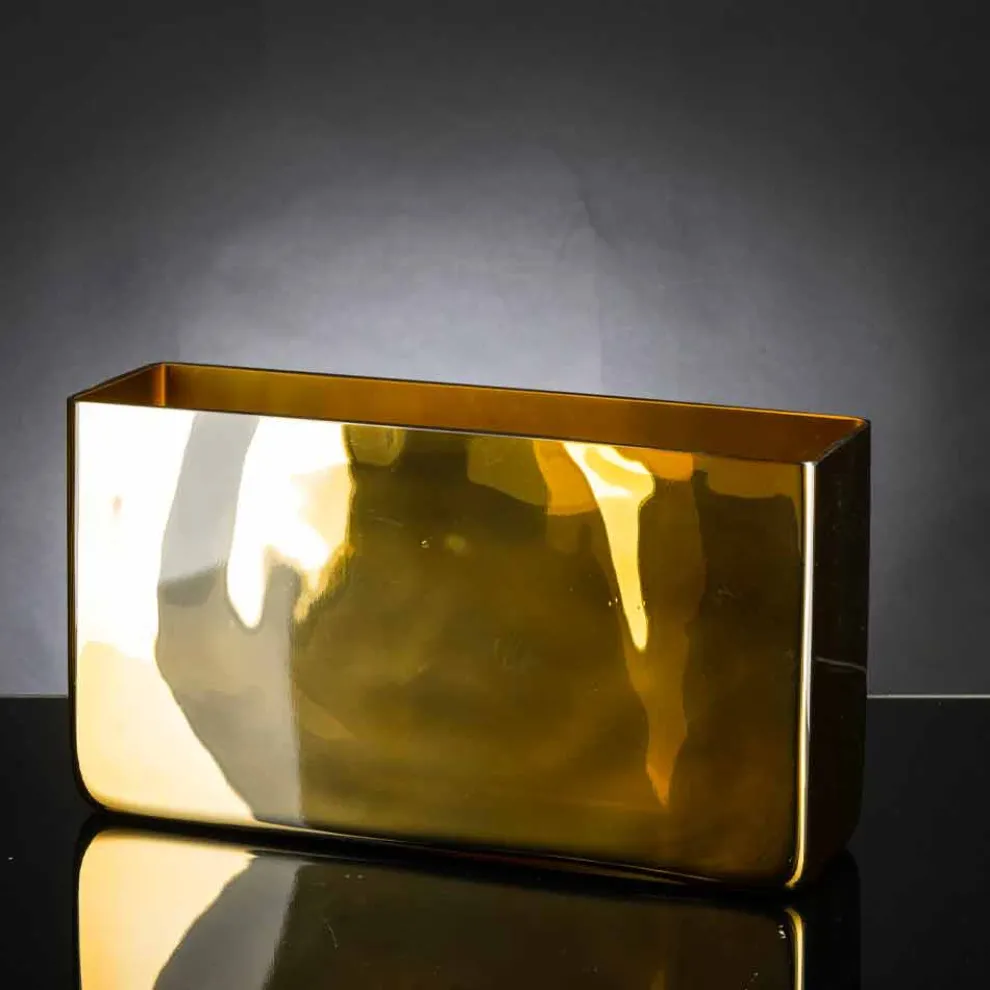 Handgefertigte dekorative Vase aus mundgeblasenem Glas mit Gold-Finish Made in Italy - Ephesus