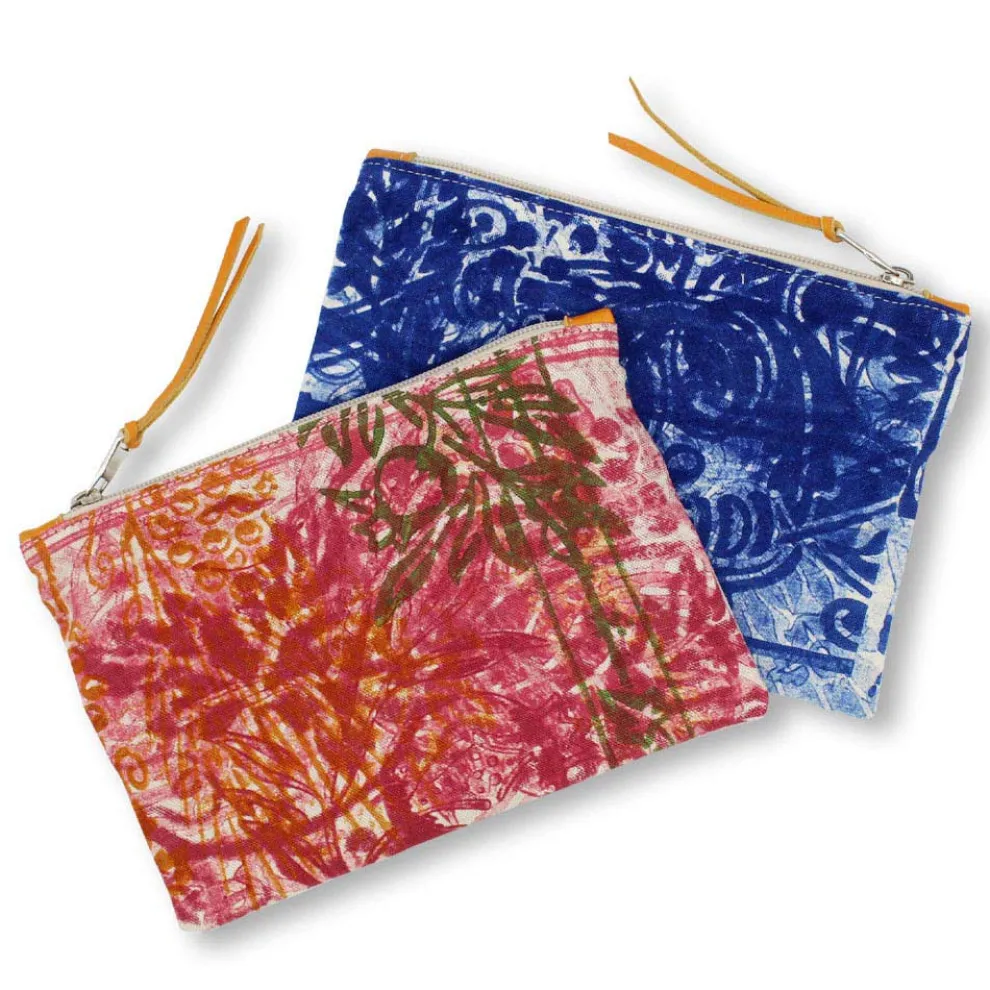 Handbedruckte einteilige Clutch aus Baumwolle, 2 Stück - Viadurini von Marchi