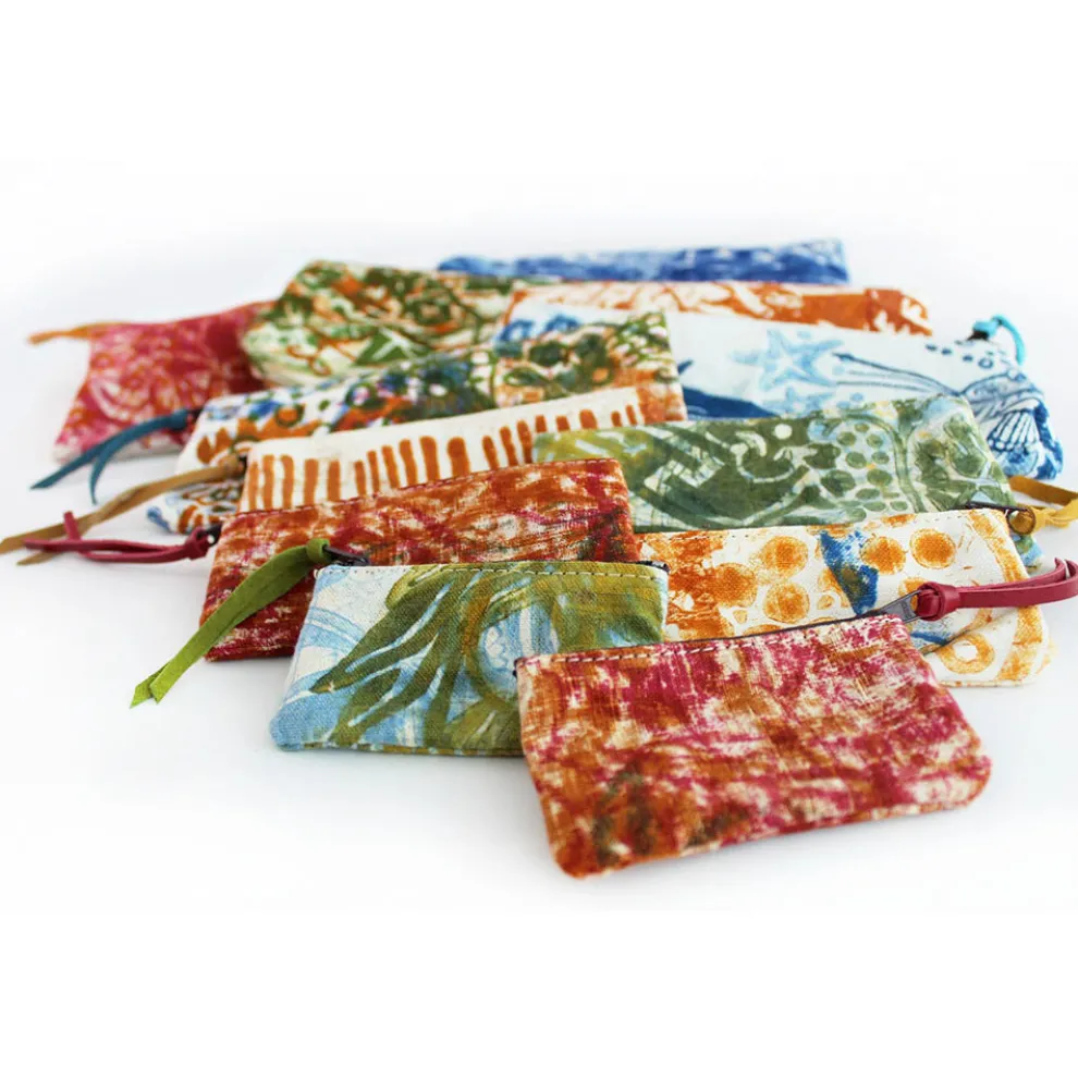 Handbedruckte einteilige Clutch aus Baumwolle, 2 Stück - Viadurini von Marchi