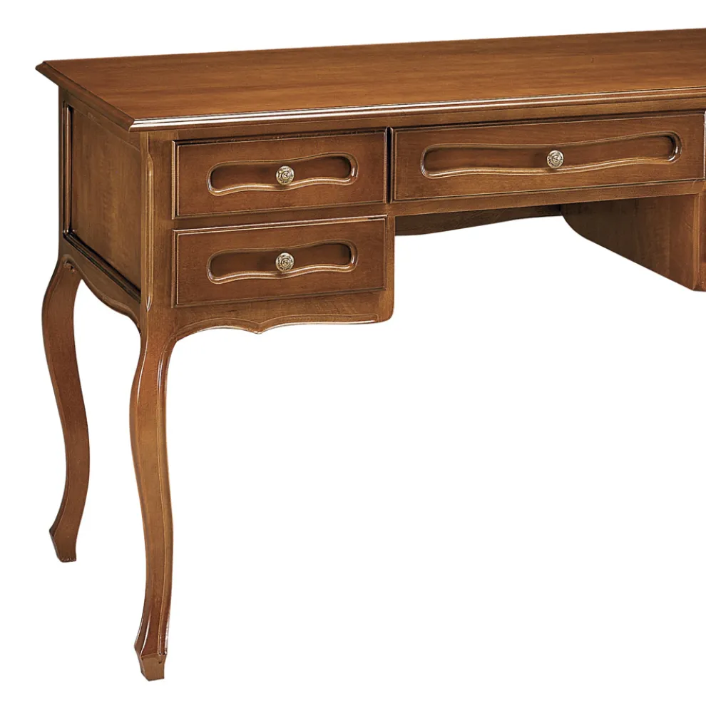 Schreibtisch mit 5 Schubladen aus patiniertem Kirschholz, hergestellt in Italien – Opi