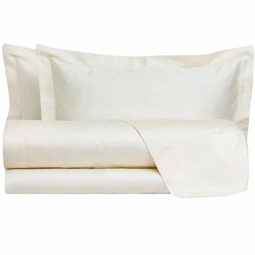 Einfarbige Blätter komplett in Baumwollsatin für Doppelbett - Hibiskus