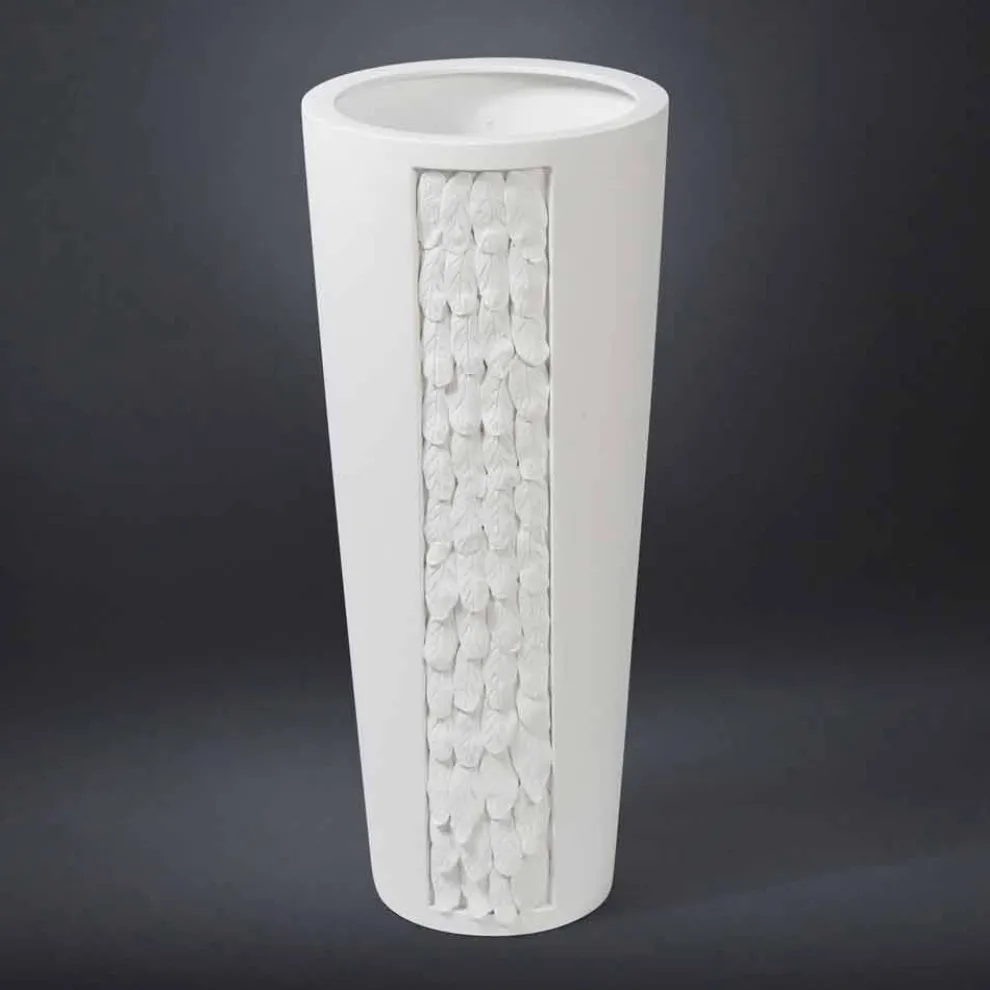 Hohe dekorative Vase aus weißer Keramik mit Dekoration Made in Italy - Calisto
