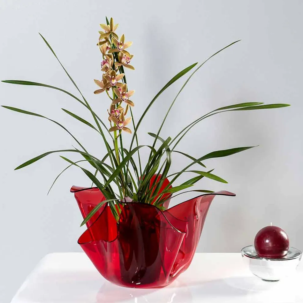 Pina rot Indoor / Outdoor Mehrzweck-Vase, modernes Design in Italien hergestellt