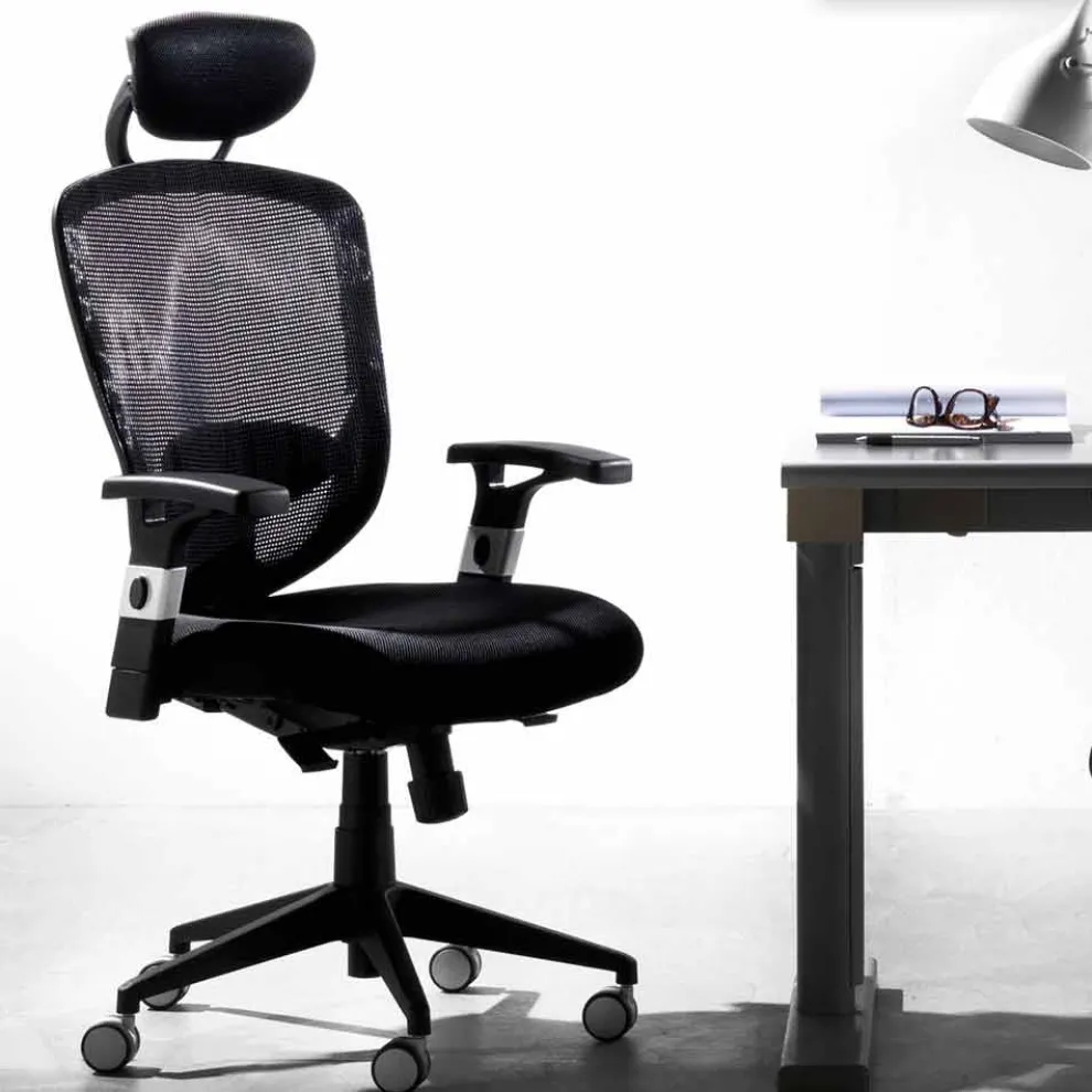 Richtungs- und Funktionsdrehender moderner schwarzer Stuhl - Simona