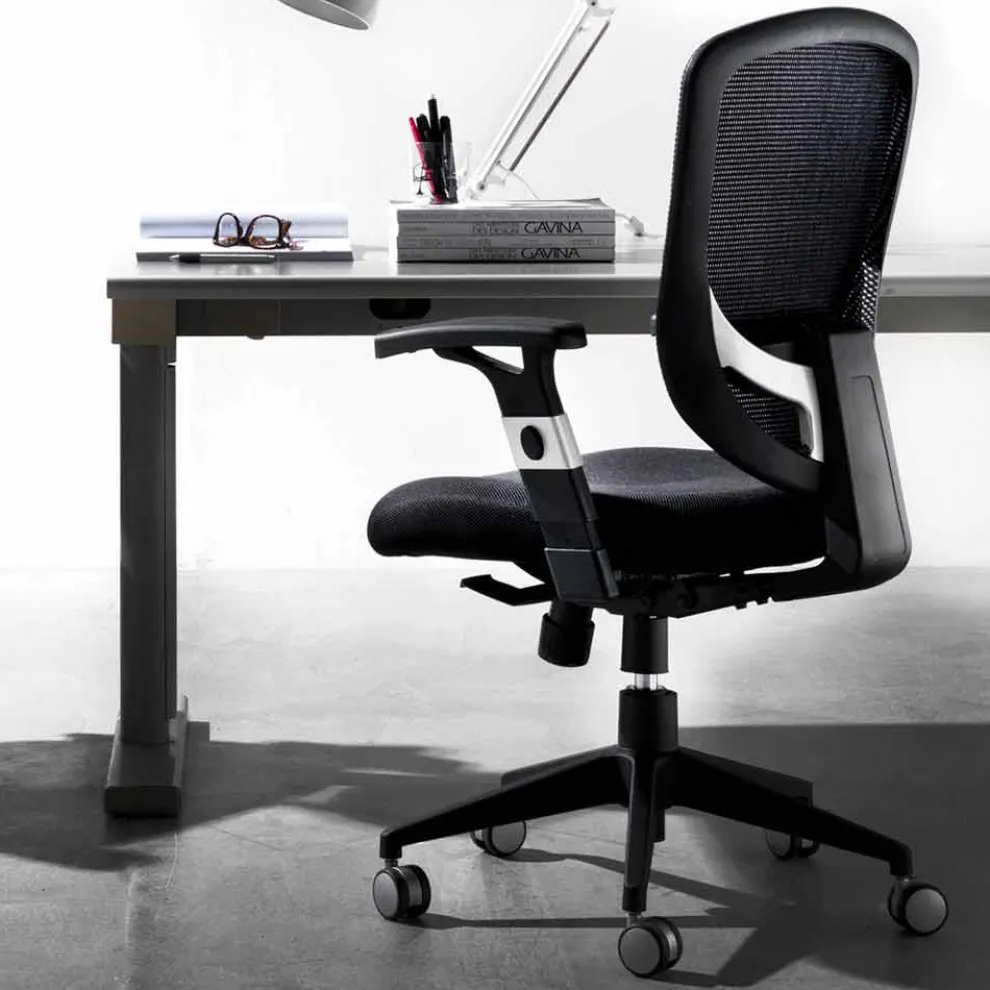 Richtungs- und Funktionsdrehender moderner schwarzer Stuhl - Simona