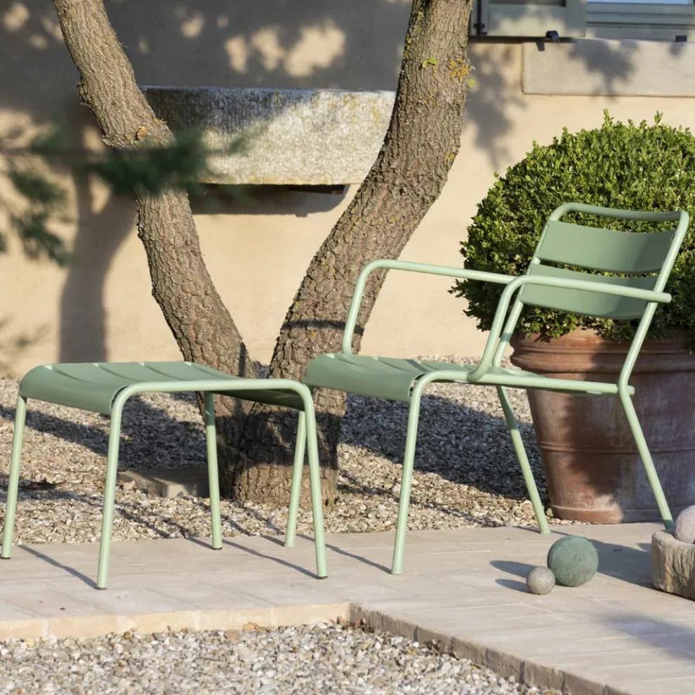 Outdoor-Chaiselongue mit Metallfußstütze Made in Italy - Amina