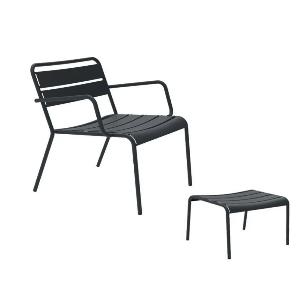 Outdoor-Chaiselongue mit Metallfußstütze Made in Italy - Amina