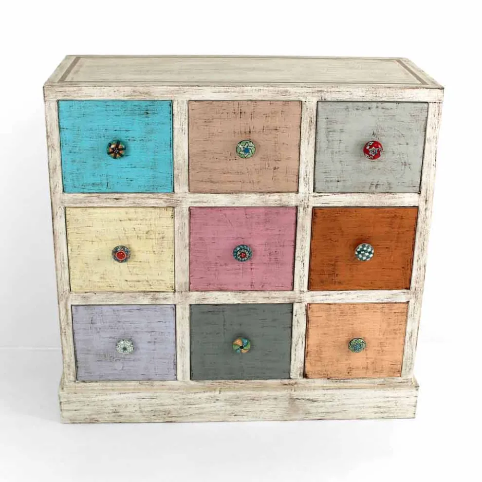 Artisan Kommode aus Massivholz mit 9 Schubladen Made in Italy - Pierrot