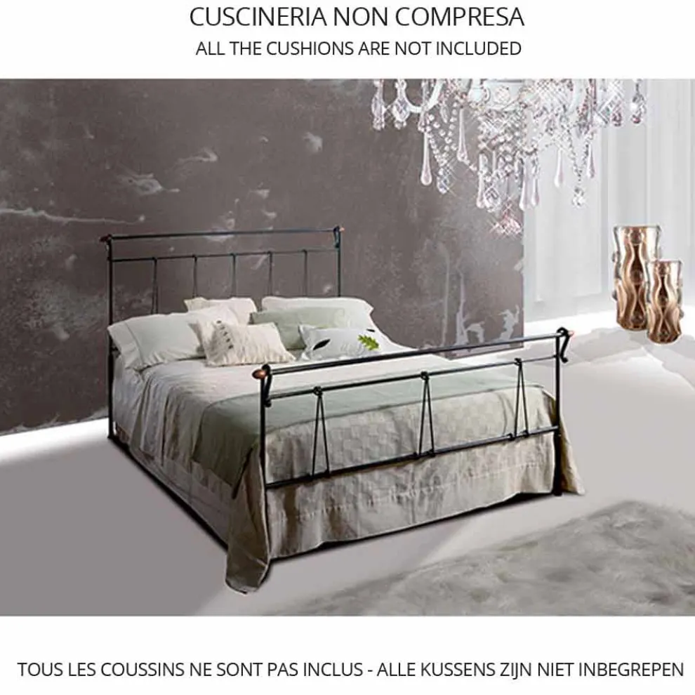 Perseo Jugend Queen Size Bett aus Schmiedeeisen in Design