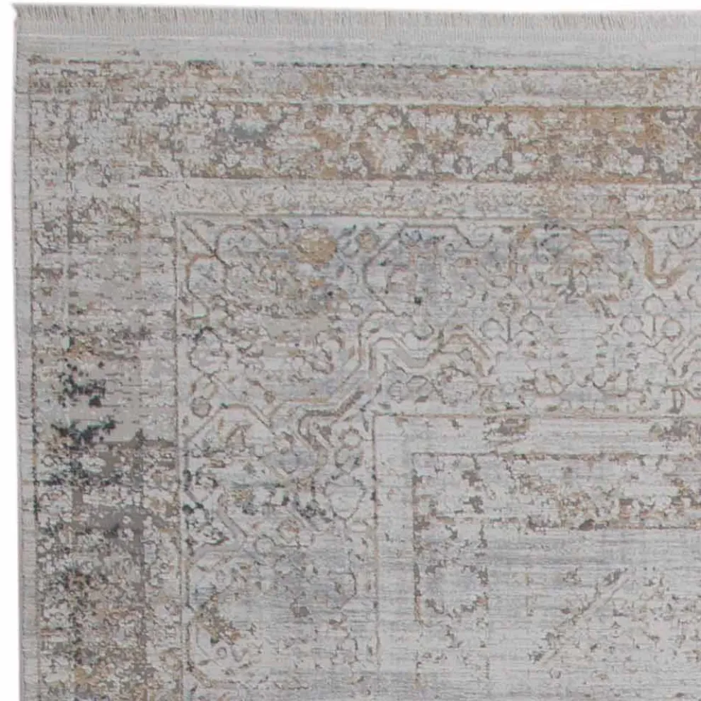 Rutschfester Teppich in Grau-Beige-Akrilic und Viskose mit Zeichnung - Präsident