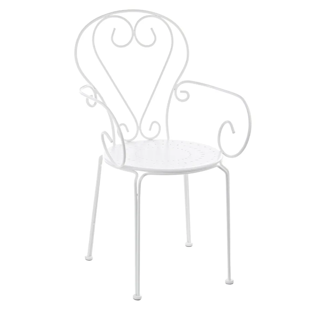 Gartenstuhl mit Armlehnen Shabby Chic Design in Stahl - Charm