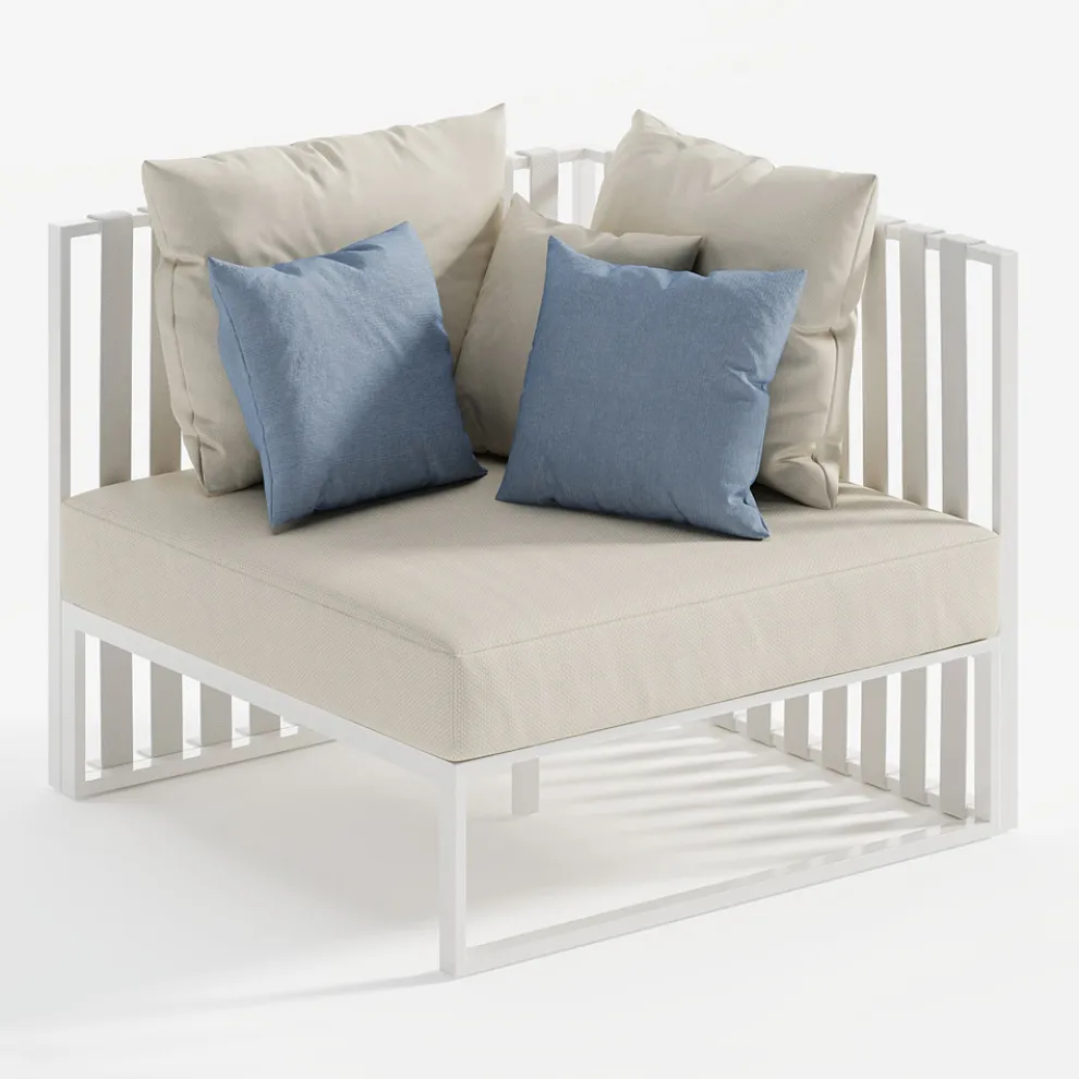 Outdoor-Sessel mit linker Ecke aus Aluminium und Gurten Made in Italy - Juliediv