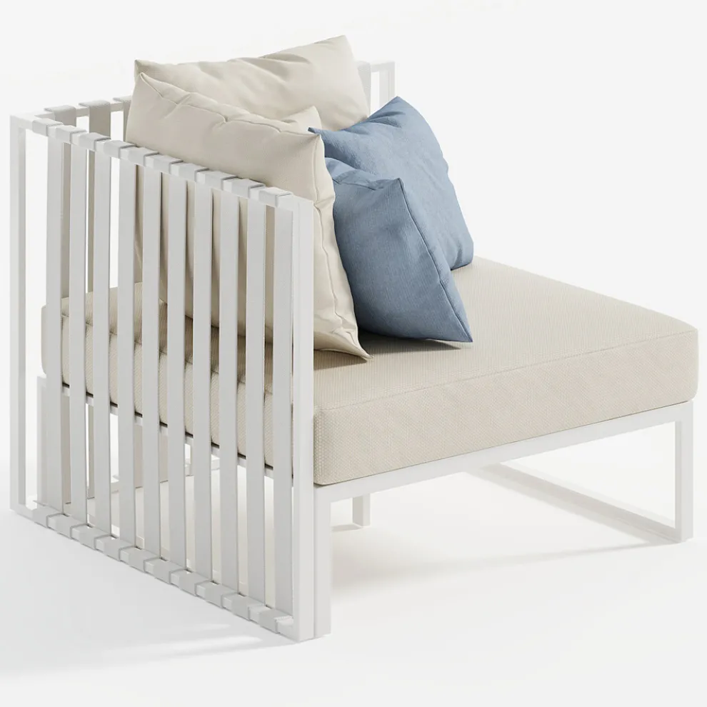 Outdoor-Sessel mit linker Ecke aus Aluminium und Gurten Made in Italy - Juliediv