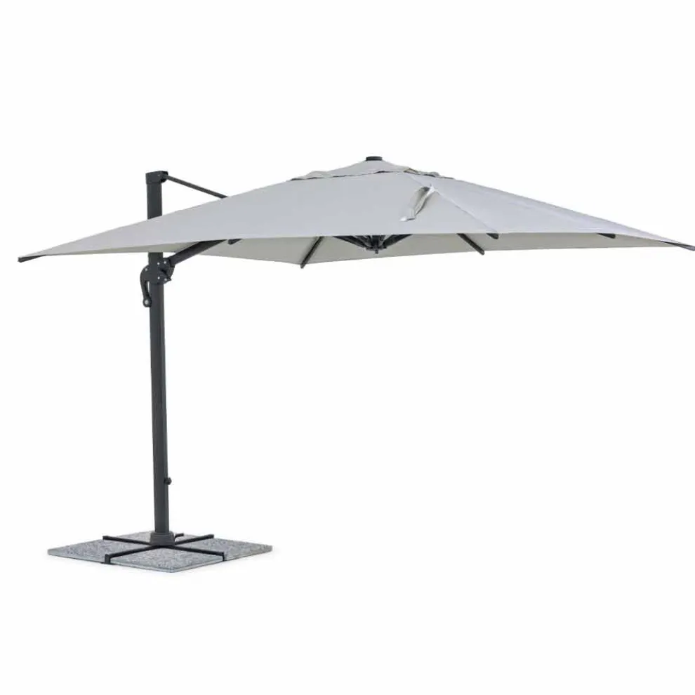 Außenschirm, 3x3 mit hellgrauem Stoff und anthrazitfarbener Struktur - Dalton