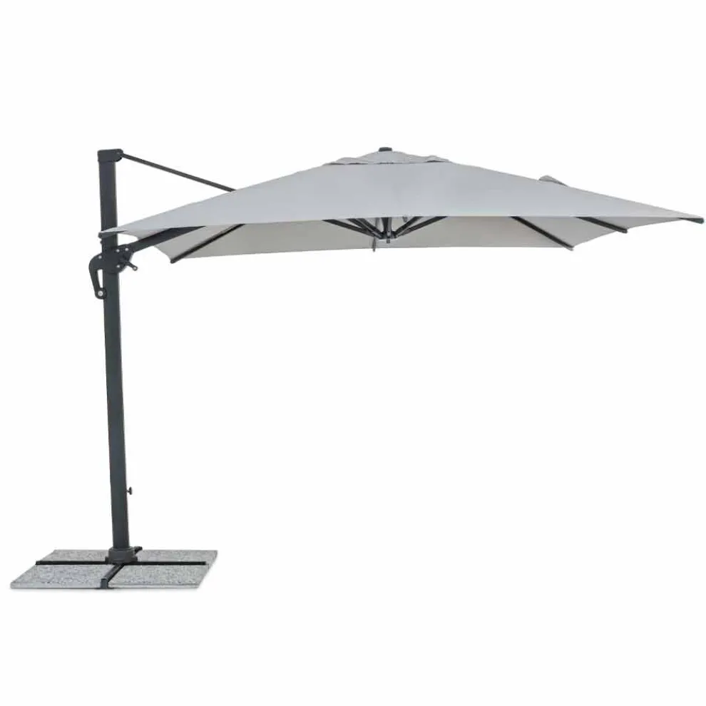 Außenschirm, 3x3 mit hellgrauem Stoff und anthrazitfarbener Struktur - Dalton