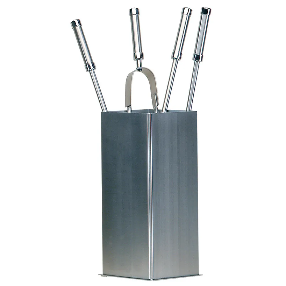 Quadratischer Werkzeughalter aus Edelstahl und 4 Zubehörteile, hergestellt in Italien – Iena