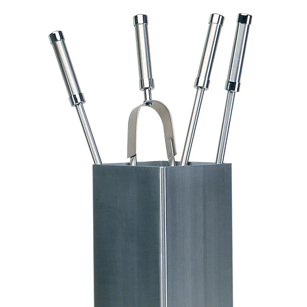 Quadratischer Werkzeughalter aus Edelstahl und 4 Zubehörteile, hergestellt in Italien – Iena