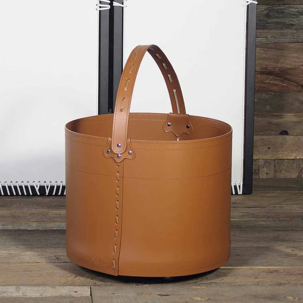 Brennholztasche aus Milo Modern Design Leder 100% Made in Italy