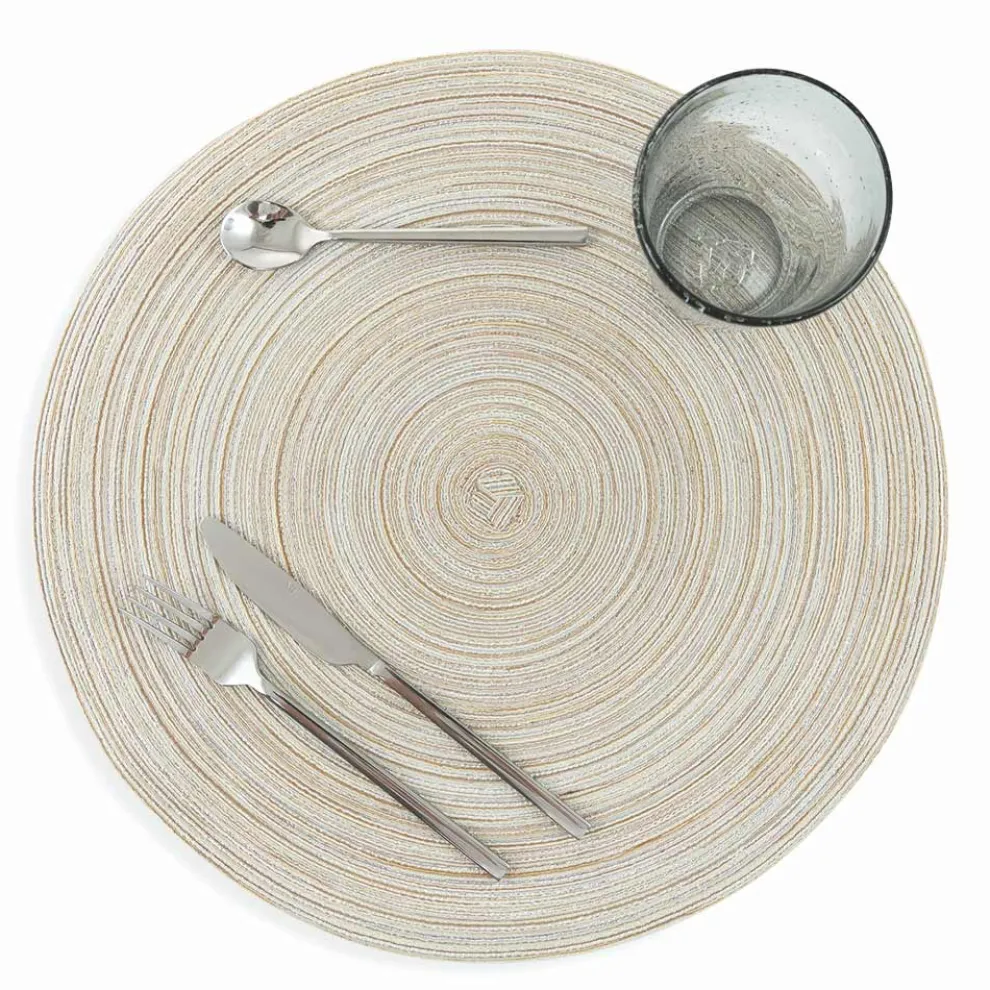 Runde amerikanische Tischsets aus weißem oder braunem Polyester 12 Stück - Zanette