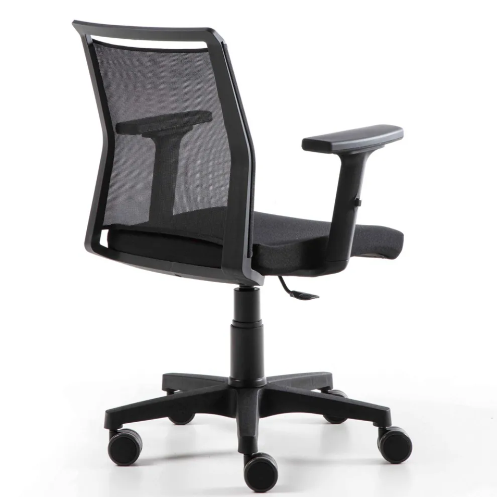 Drehbarer Büro-Sessel aus technischem Stoff und schwarzem Netz - Daria