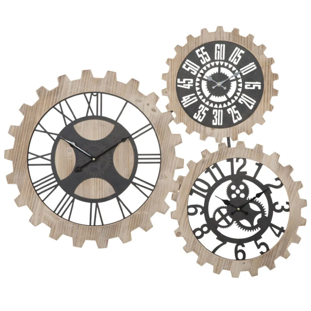 Wanduhr 93x3x74 cm modernes Design aus Eisen und MDF - Karine