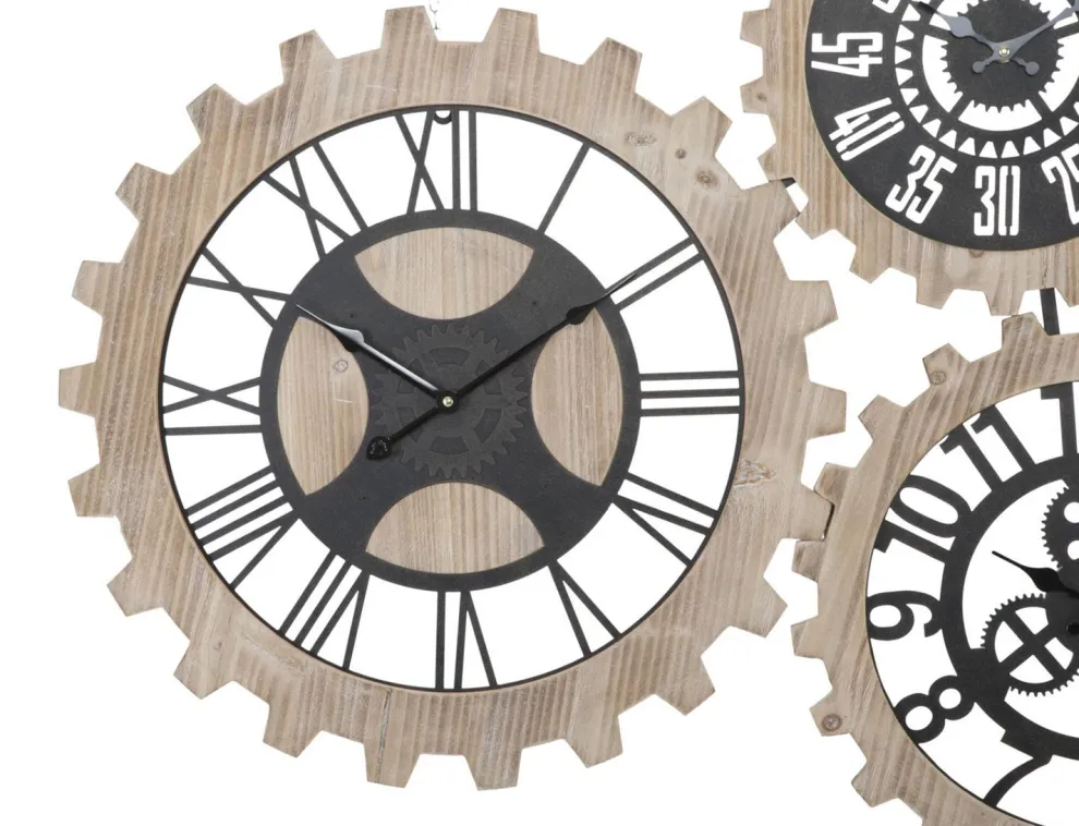 Wanduhr 93x3x74 cm modernes Design aus Eisen und MDF - Karine