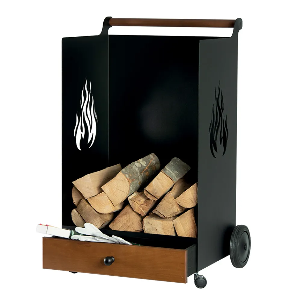 Holzwagen mit Schublade und Rädern, hergestellt in Italien – Alpaka