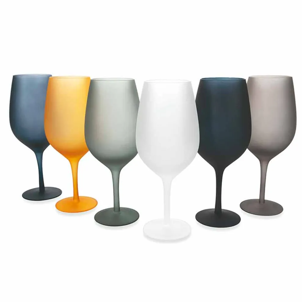 Rot- oder Weißweinbecher Set aus farbigem Glas, 12 Stück - Rand