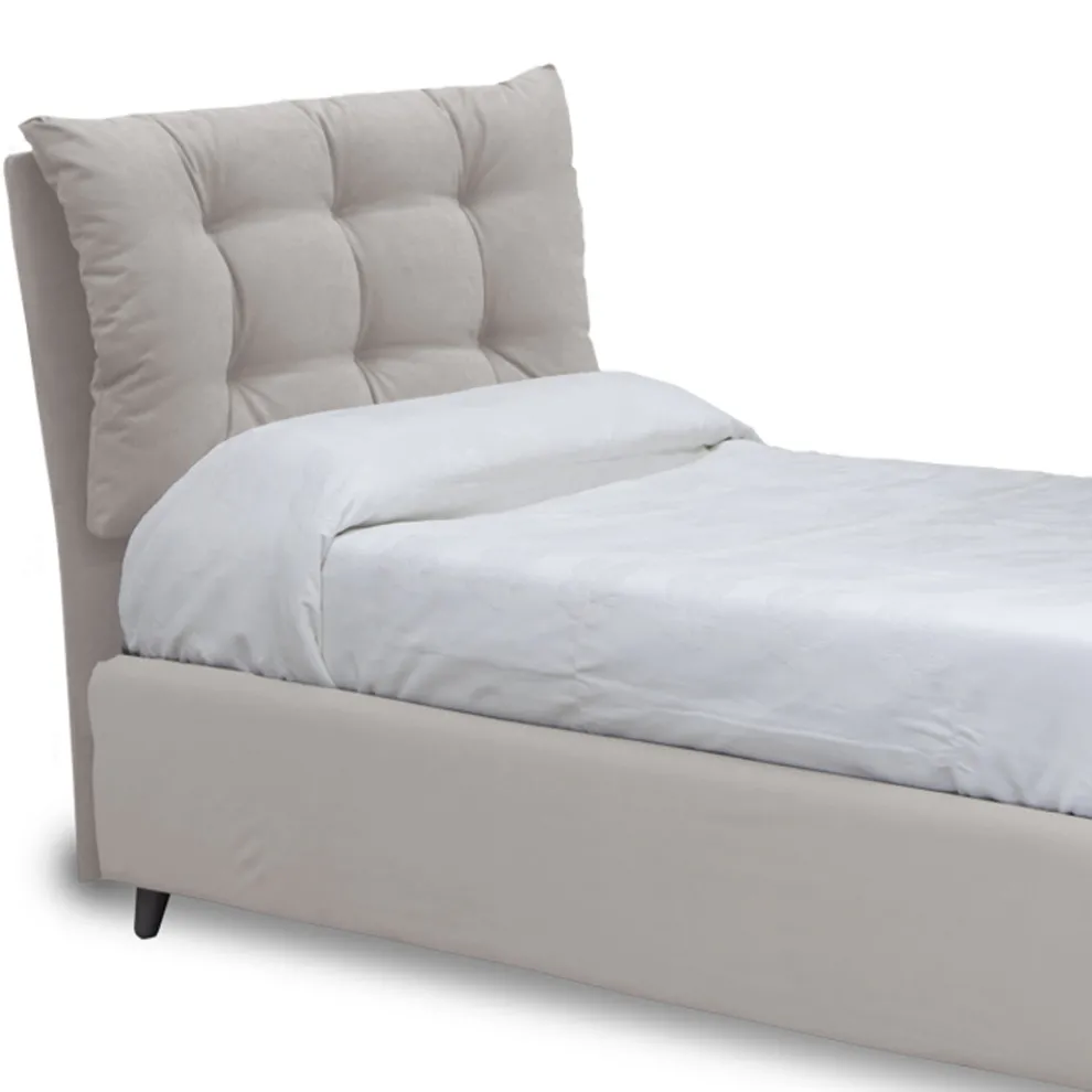 Einzelbett mit gepolstertem Kopfteil und Füßen, hergestellt in Italien – Aaron