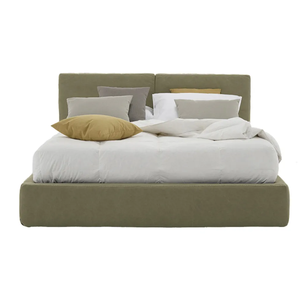 Gepolstertes Doppelbett mit Box aus Ecoleather-Stoff Made in Italy - Desert