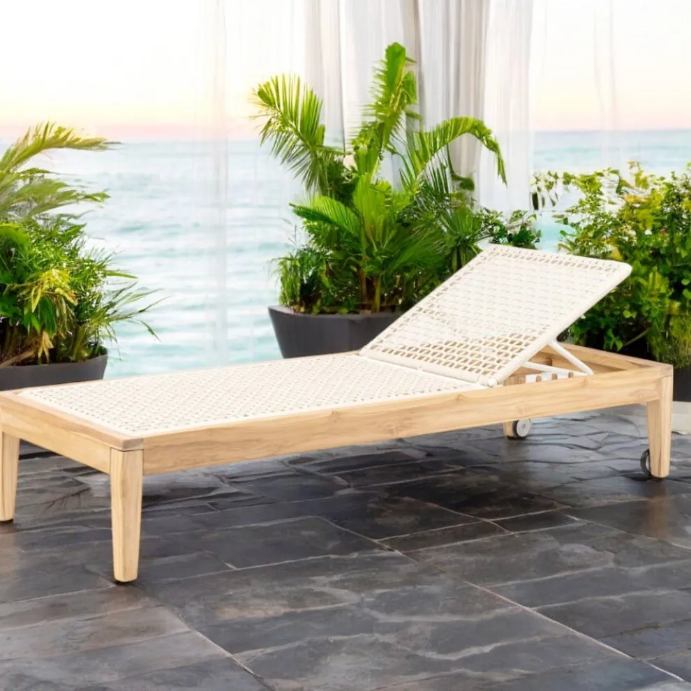 Gartenbett aus Teakholz und Seilgeflecht - Jhon