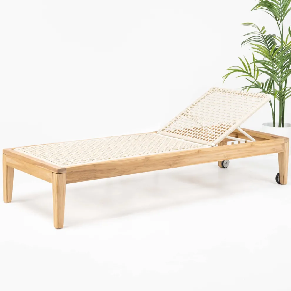 Gartenbett aus Teakholz und Seilgeflecht - Jhon