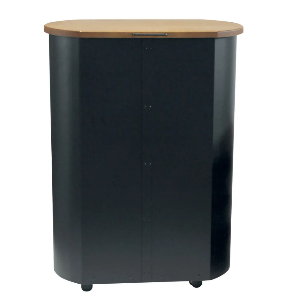 Pellethalter aus Metall mit Rädern und Holzdeckel, hergestellt in Italien – Bisonte